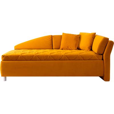 Schlafsofa ALINA, gelb (ocker tsv 5), B:223cm H:80cm T:102cm, Samtstoff TSV (100% Polyester), Sofas, Bettkasten, Zierkissen-Set aus: 2 Stk. 40x40cm, 1 Stk. 30x30cm Image