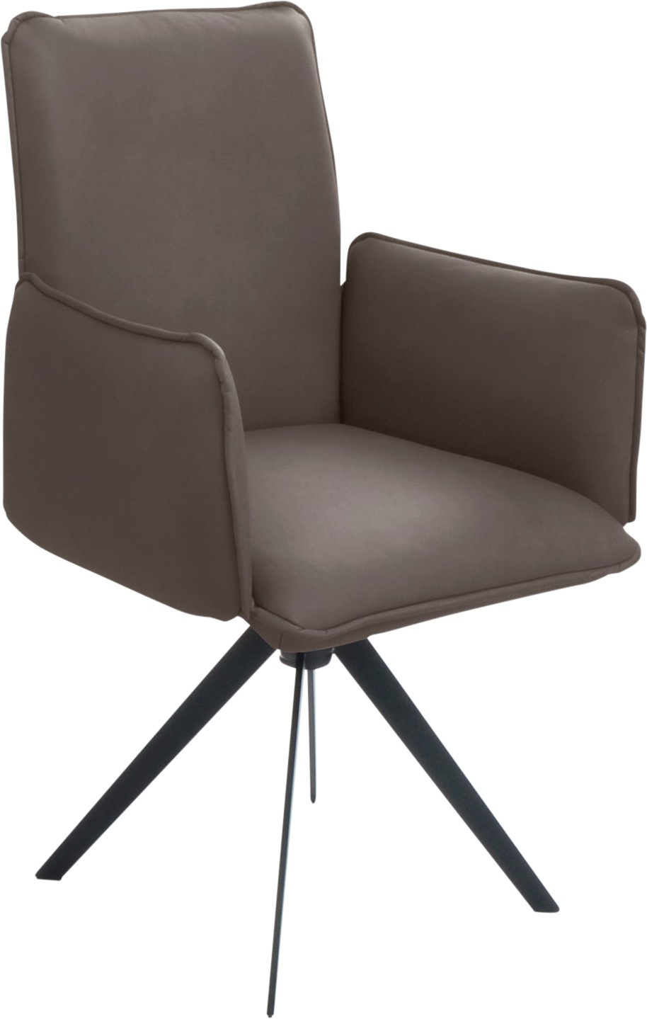 Drehstuhl K+W KOMFORT & WOHNEN, braun (sattel, schwarz), B:59cm H:94cm T:61cm, Stühle, Drehstuhl Esszimmerstuhl 4-Fuß-Stuhl, Blitzdrehkreuz und Rückholfunktion, dekorativer 12mm Biese