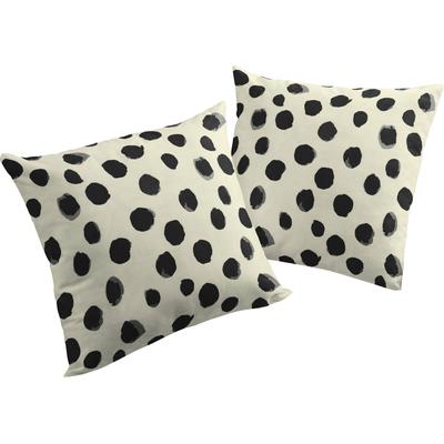 Dekokissen ADAM "Kissenhülle Dots", schwarz (schwarz, bedruckt), B:50cm L:50cm, Leinen, Baumwolle, Dekokissen_Sitzkissen_Kissenhüllen, aus Bio-Baumwolle, Kissenhülle ohne Füllung, 1 Stück Image