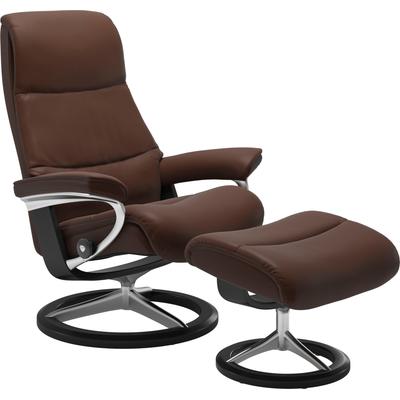 Relaxsessel STRESSLESS "View", braun (malt braun batick), B:82cm H:109cm T:81cm, Leder BATICK: BATICK ist ein leicht korrigiertes, durchgefärbtes und genarbtes Möbelleder, bei dem die meisten Unebenheiten und Spuren in der Regel entfernt wurden.,... Image