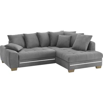 Ecksofa MR. COUCH "Nikita II, L-Form", grau (memphis 20 stone), B:243cm H:88cm T:190cm, Memphis (Grundgewebe - 100% Polyester; Nutzschicht- 90% Polyester / 10% Polyamide), Sofas, mit RGB-LED Beleuchtung, wahlweise mit Bett, Bettkasten, Kaltschaum Image