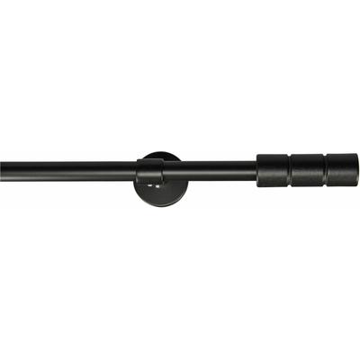 Gardinenstange GARESA "STAURA", schwarz, L:320cm Ø:16mm, Metall, Holzwerkstoff, Gardinenstangen, Vorhanggarnitur, verlängerbar, Knopf mit 2 Rillen, ohne Ringe Image