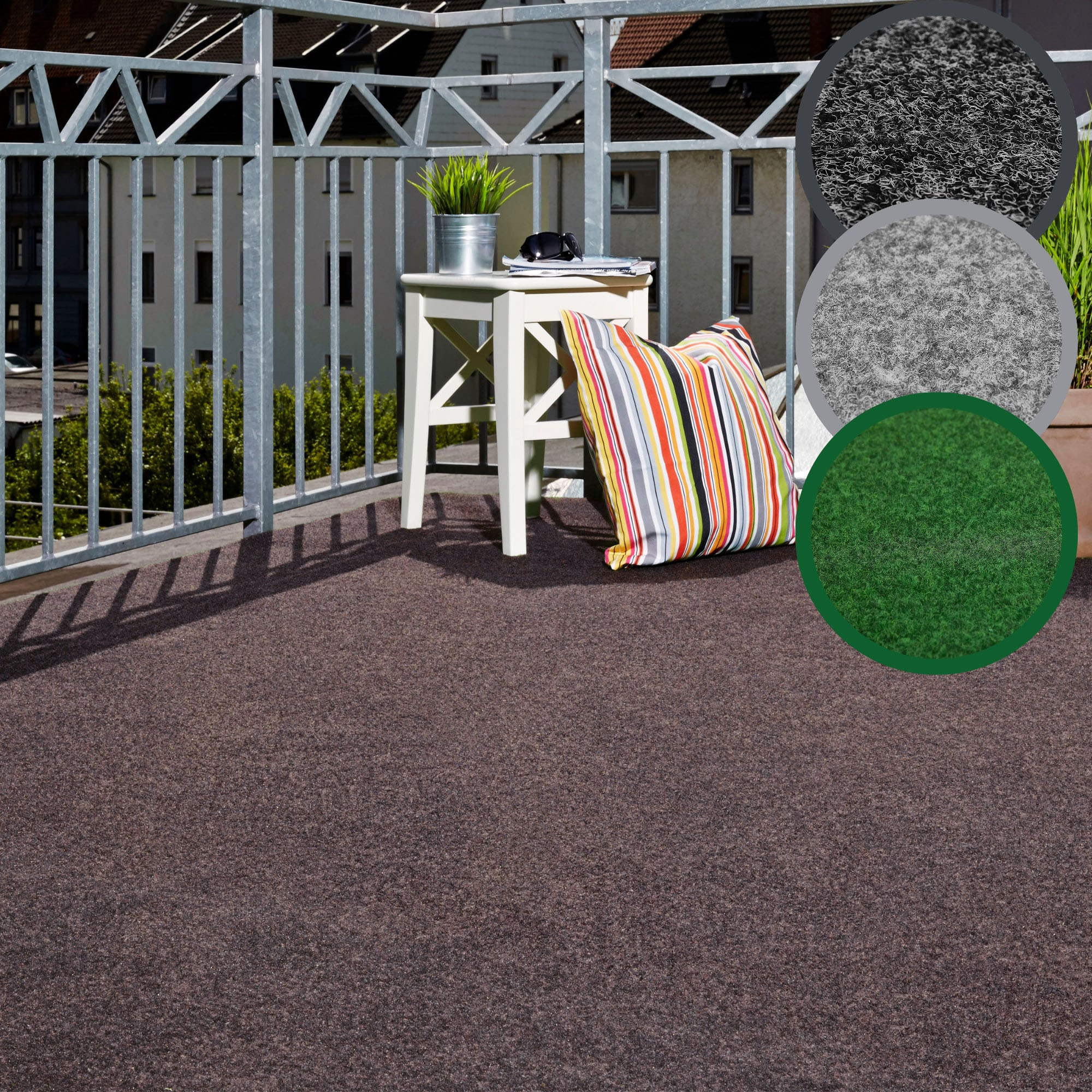 Kunstrasen ANDIAMO "Aberdeen, Made in Belgium", braun, B:200cm H:10mm L:200cm, Nadelfilz, Teppiche, mit Drainagenoppen, für Balkon, Terrasse, Wintergarten, Nadelfilz