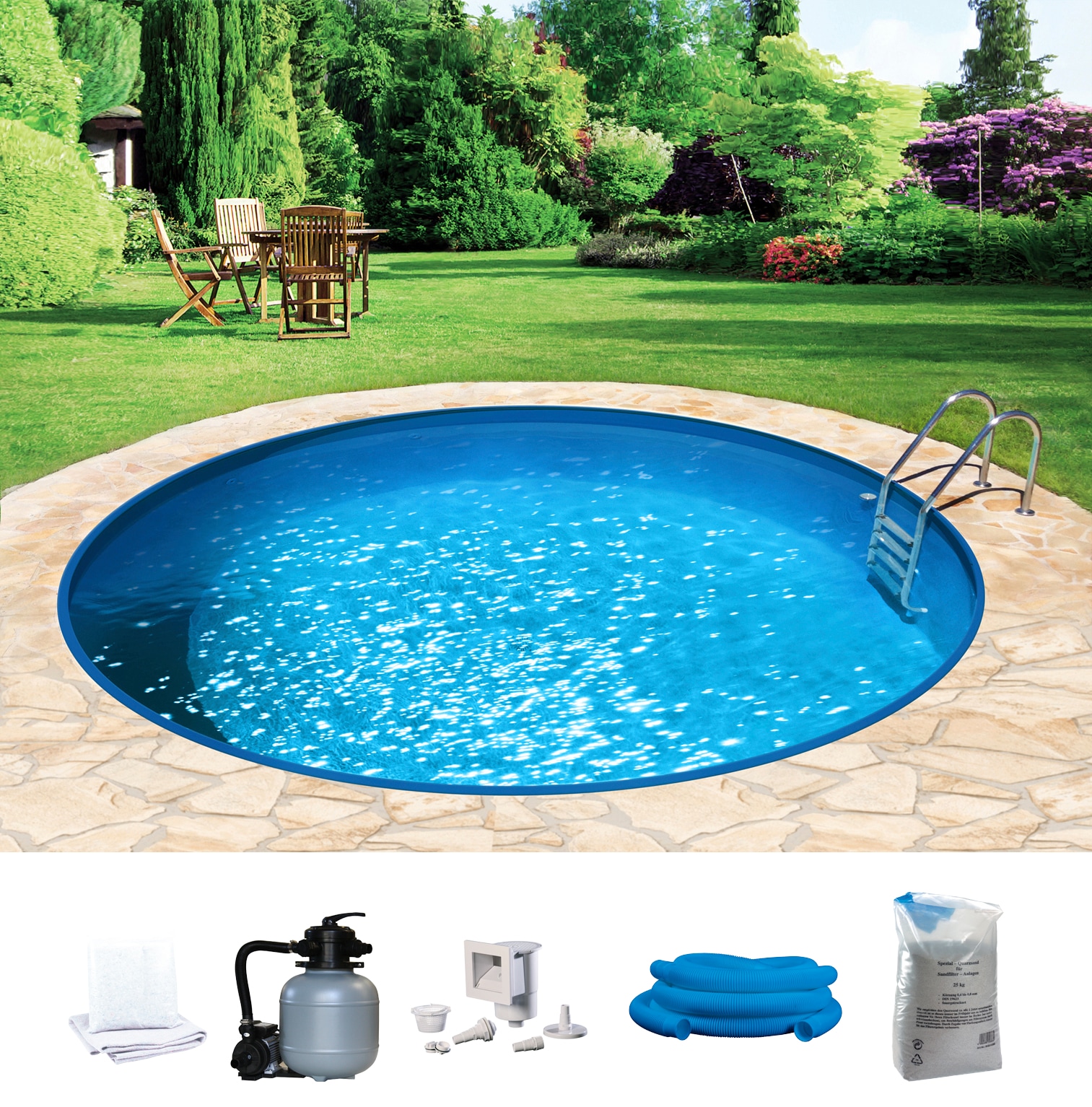 Rundpool MY POOL BWT "HOLIDAY", weiß, H:150cm Ø:600cm, Schwimmbecken, Höhe 150 cm, in versch. Größen verfügbar Image