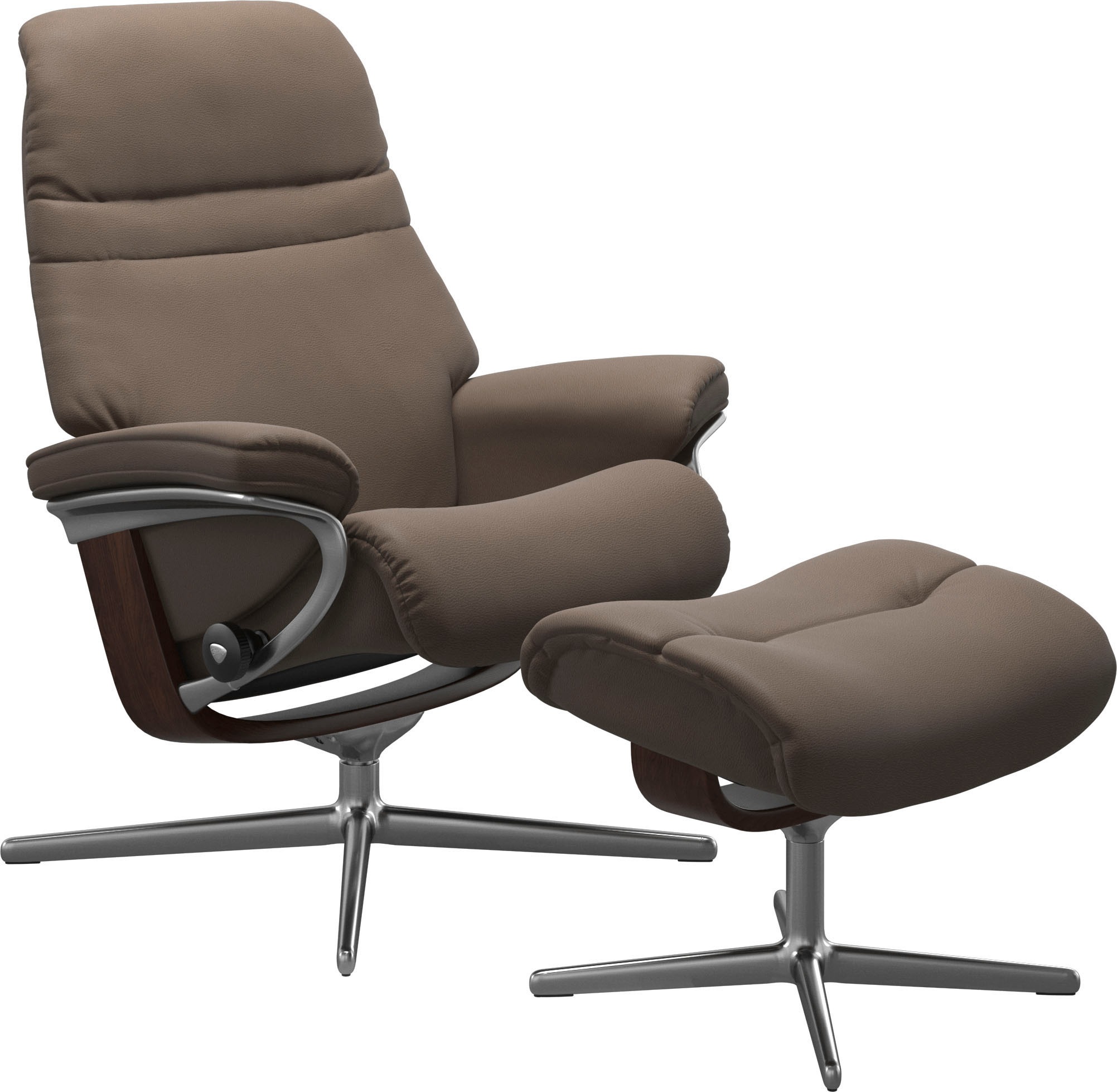 Relaxsessel STRESSLESS "Sunrise", braun (mole batick), B:92cm H:105cm T:80cm, Leder BATICK: BATICK ist ein leicht korrigiertes, durchgefärbtes und genarbtes Möbelleder, bei dem die meisten Unebenheiten und Spuren in der Regel entfernt wurden.,...