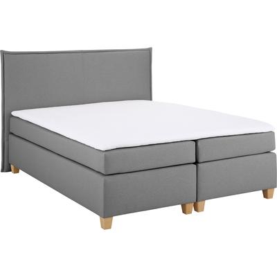 Boxspringbett HOME AFFAIRE "Houssay", grau, B:172cm L:205cm, Struktur fein (100% Polyester), Komplettbetten, Boxspringbett, inkl. Topper, 5 Breiten, 2 Härtegraden auch in Überlänge 220 cm Image