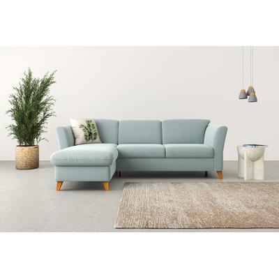 Ecksofa HOME AFFAIRE "Trelleborg L-Form", blau (aqua), B:249cm H:86cm T:162cm, 100% Polyester, Sofas, Federkern-Polsterung, wahlweise mit Bettfunktion und Bettkasten Image