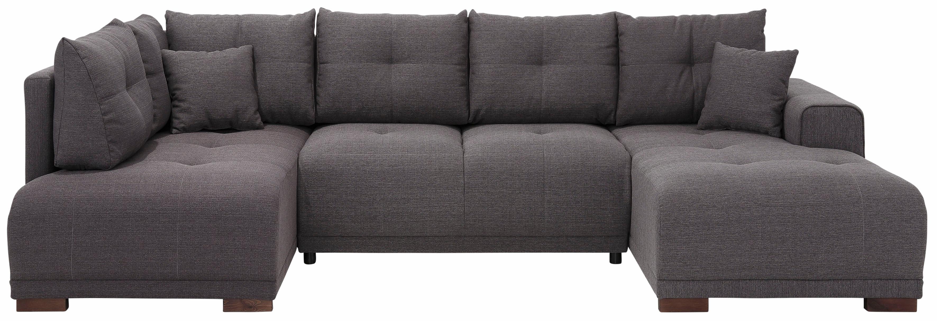 Wohnlandschaft HOME AFFAIRE "Viborg U-Form", grau (anthrazit), B:300cm H:91cm T:162cm, Filzoptik (100% Polyester);Struktur (100% Polyester);Struktur fein ( 100% Polyester), Sofas, Wohnlandschaft, mit Regal in der Armlehne, wahlweise mit Bettfunktion