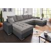 Wohnlandschaft COLLECTION AB "XL-Josy U-Form, Breite 313 cm, Kunstleder-Mix, Microfaser", schwarz (schwarz, grau), B:313cm H:84cm T:161cm, Kunstleder SOFTLUX/80% Polyester; 20% Polyacryl, Sofas, inkl. Bettfunktion, Bettkasten, mit 4 gleich großen...