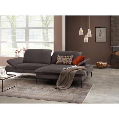 Ecksofa W.SCHILLIG "enjoy&MORE, Designsofa, elegant und bequem, L-Form", braun (braun z59), B:294cm H:87cm T:185cm, Chenille-Flachgewebe R66 (85% Polyester, 15% Nylon), Longlife Xtra-Leder Z59: Glattleder mit modischer Prägung. Hautstärke 0, 9 - 1,... Image