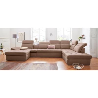 Wohnlandschaft SIT & MORE "Stardust U-Form", braun, B:412cm H:77cm T:233cm, Luxus-Microfaser (90% Polyester; 10% Polyamid), Luxus-Microfaser ALTARA NUBUCK (100% Polyester), Kunstleder SOFTLUX, Sofas, inklusive Kopfteilverstellung, Armlehnenfunktion... Image