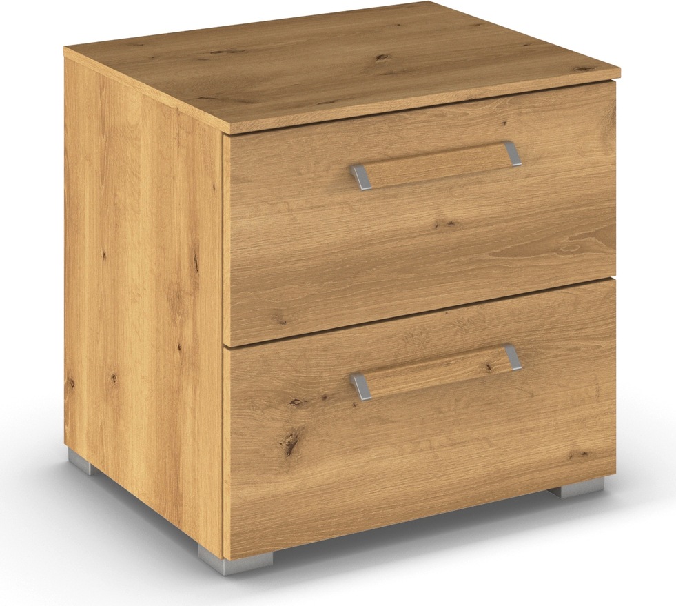 Nachtkommode RAUCH "Nachttisch Nachtkonsole Kommode EVELYN", braun (asteiche), B:50cm H:49cm T:42cm, Holzwerkstoff, Sideboards, in elegantem Stil mit 2 Schubladen, viel Stauraum MADE IN GERMANY