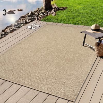 Teppich MERINOS "Kenzy 8", beige (natur), B:80cm H:10mm L:250cm, Polypropylen, Teppiche, robuster In- und Outdoor Teppich im natürlichen Jute-Look, wetterfest Image