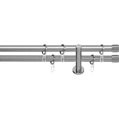Gardinenstange INDEKO "Linz", silber (edelstahlfarben), L:180cm, Gardinenstangen, Komplett-Set inkl. Ringen und Montagematerial Image