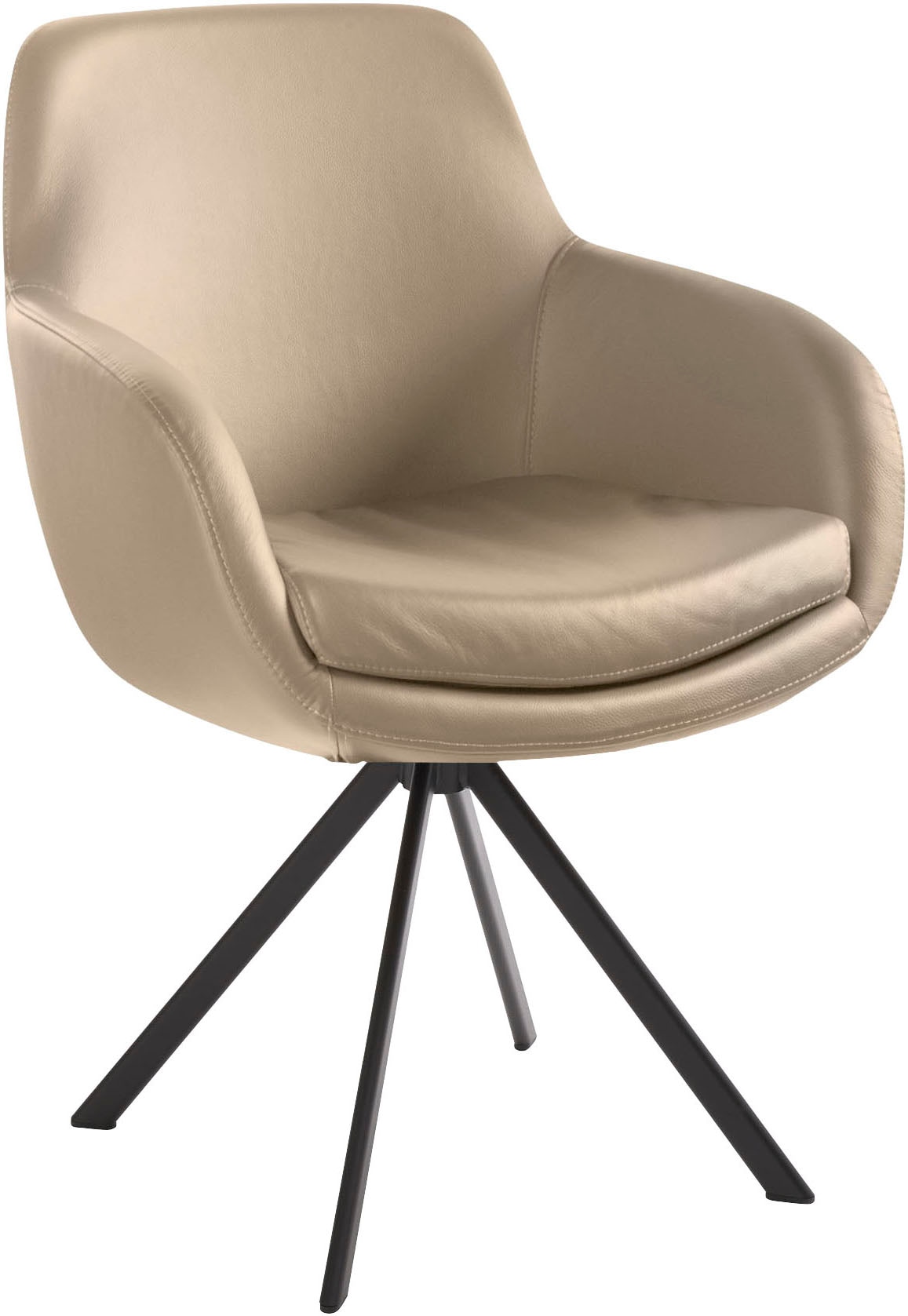 Esszimmerstuhl MUSTERRING "Tavia", beige (sand, eisen schwarz), B:62cm H:86cm T:66cm, Stühle, Stativgestell Eisen schwarz, Drehfunktion optional, diverse Farben