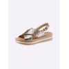 Sandalette HEINE, Damen, Gr. 42, braun (bronzefarben), Leder, Glattleder, modisch, Schuhe