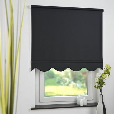 Seitenzugrollo LIEDECO Gr. 18, schwarz, B:232cm H:180cm, Polyester, Rollos, Volantrollo - Volant Klassik, Fixmaß Image