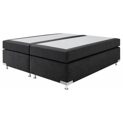 Boxspringbett "Holland", schwarz, B:182cm L:201cm, Microvelours (100% Polyester), WESTFALIA SCHLAFKOMFORT, Komplettbetten, Boxspringbett, ohne Kopfteil, frei im Raum stellbar Image