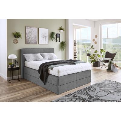 Boxspringbett, grau, B:155cm L:205cm, Microvelours (100% Polyester), WESTFALIA SCHLAFKOMFORT, Komplettbetten, Boxspringbett, wahlweise mit Kaltschaum-Topper Image