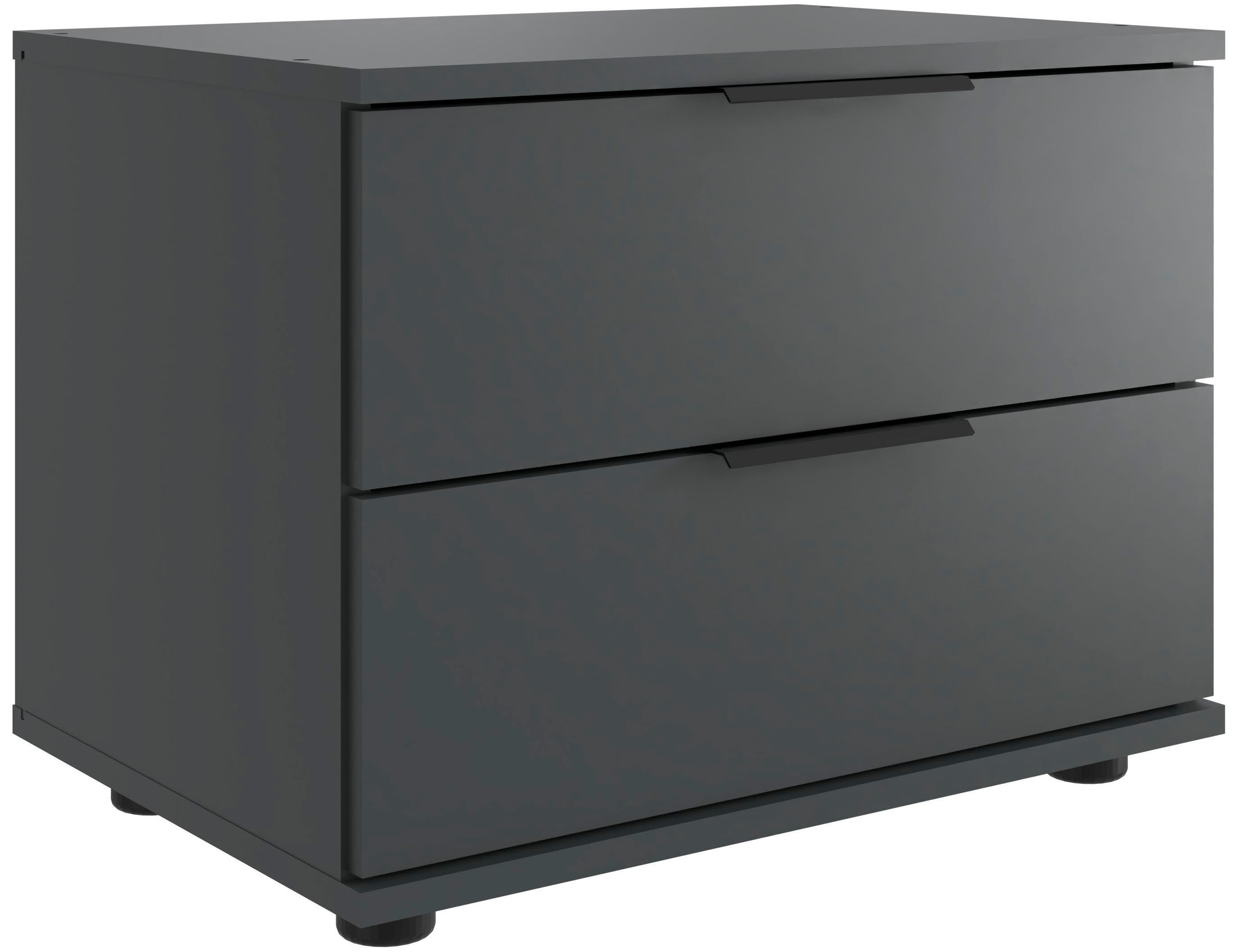 Nachtkommode WIMEX "Rotterdam", grau (graphit), B:52cm H:40cm T:38cm, Sideboards, Nachtschrank einzeln oder im 2er Set, mit jeweils 2 Schubladen