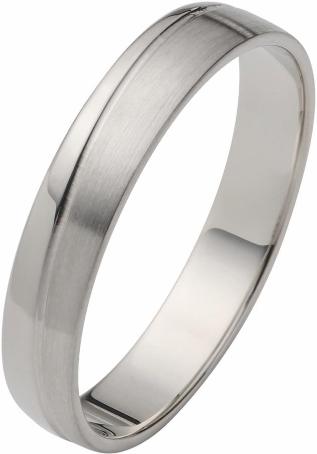 Trauring FIRETTI "Schmuck Geschenk Gold 375 Hochzeit Ehering "LIEBE" Gr. 21, weiß (weißgoldfarben), Fingerringe, 21, ohne Brillanten, Weißgold 375, 4mm, Made in Germany, wahlweise mit oder ohne Brillanten Image