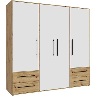 Drehtürenschrank FORTE "Mokkaris, OTTOs Choice, TOPSELLER 3 oder 4 Türen, zeitloses Design", braun (artisan eiche, weiß), B:205,9cm H:200,1cm T:58,8cm, Schränke, Schubladen + schwarze Stangengriffe, Made in Europe, viel Stauraum, Topseller Image