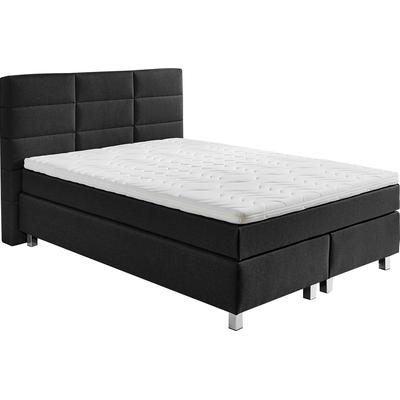 Boxspringbett, grau (charcoal), B:155cm L:210cm, Bezug: 100% Polyester, Polsterung: 100% Polyester, WESTFALIA SCHLAFKOMFORT, Komplettbetten, Boxspringbett, wahlweise mit Kaltschaum-Topper Image