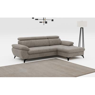 Ecksofa COTTA "Hudson L-Form", grau (elephant), B:261cm T:166cm, Sofas, mit Kopfteilverstellung, wahlweise mit Bettfunktion & Bettkasten Image