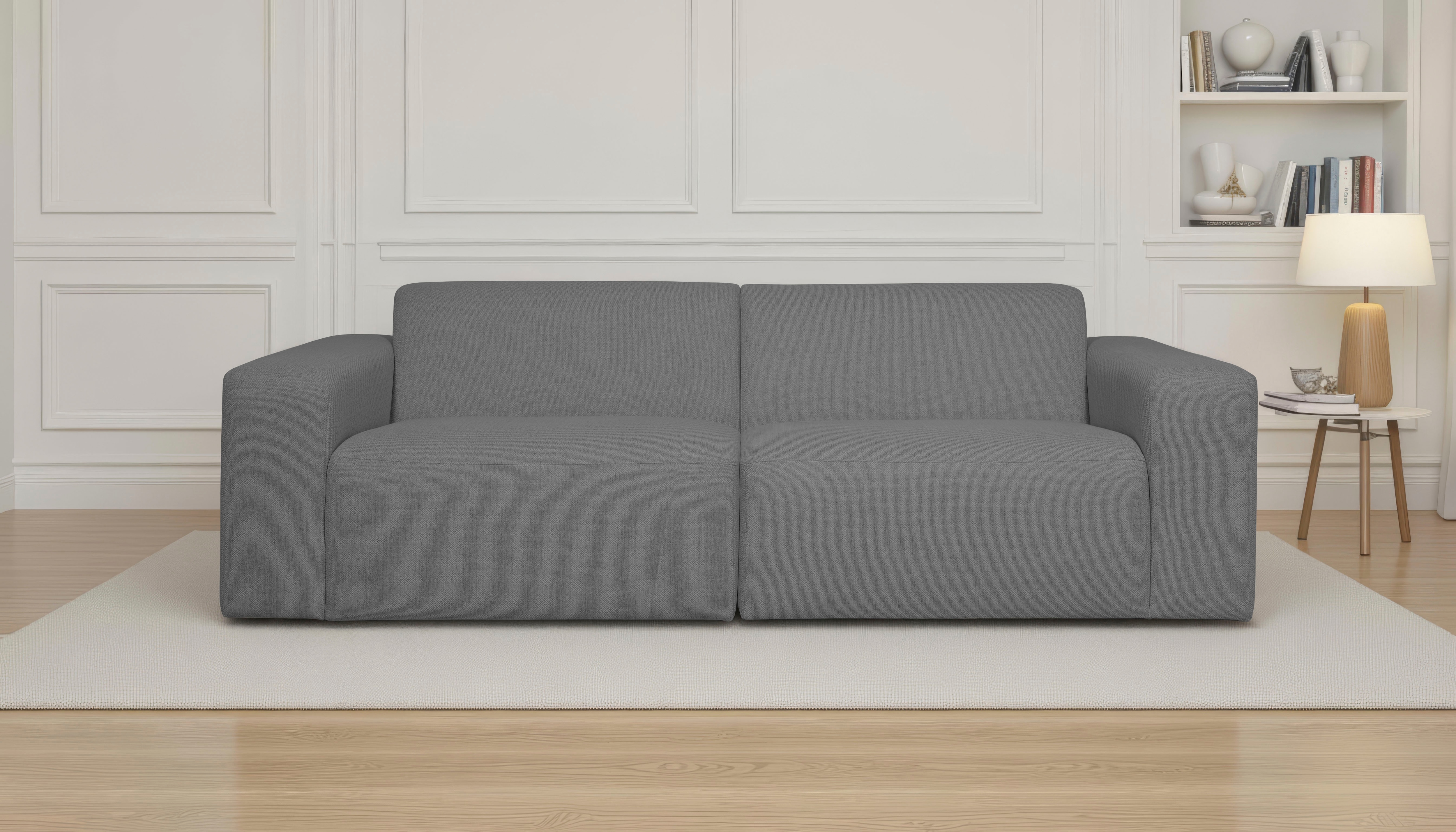 3-Sitzer OTTO HOME "Koa, 228 cm, Modulsofa in Cord, Chenille, Struktur, Webstoff", grau, B:228cm H:88cm T:98cm, 62% Polypropylen, 32% Polyester, Sofas, Designsofa, weicher Lounge-Sitzkomfort, Welleunterfederung, bodentief Image