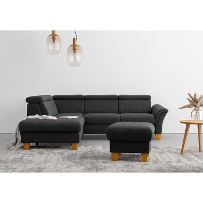 Ecksofa HOME AFFAIRE "Lindgren L-Form", grau (anthrazit), B:249cm H:84cm T:217cm, 100% Polyester, Sofas, wahlweise mit TV-Funktion, Stauraum und Kopfteilverstellung Image