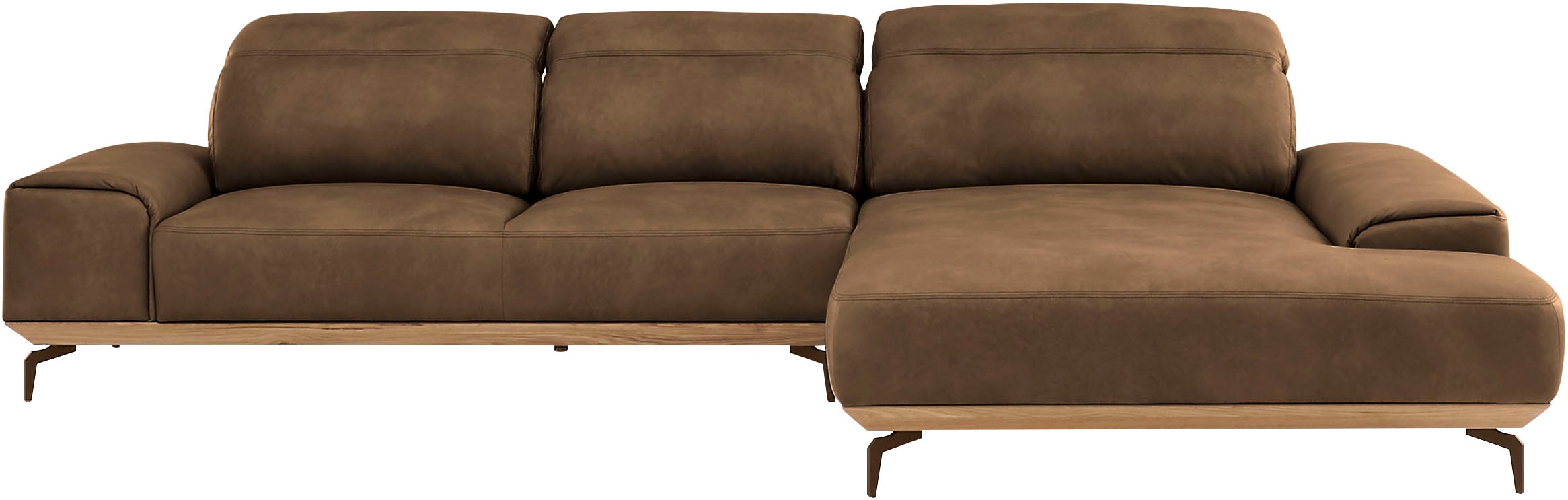 Wohnlandschaft MUSTERRING "MR 2490", braun (fango, b), B:342cm T:207cm, Sofas, Bronze-Fuß Sitzhöhe 46cm, wahlweise mit Funktionen, Maße 342 x 207 cm