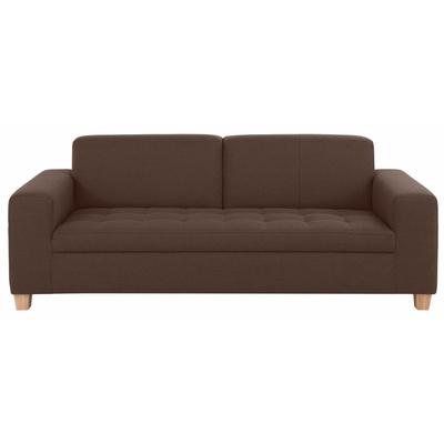 3-Sitzer HOME AFFAIRE "Corby", braun (mittelbraun), B:218cm H:80cm T:90cm, NaturLEDER (echtes Rindsleder) auf Sitzfläche, Kunstleder im Korpus, Melrose (100% Polyester), Struktur fein (100% Polyester), Chenille (100% Polyester), Sofas, mit Steppung... Image