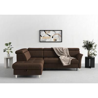 Ecksofa SIT & MORE "Marano L-Form", braun (dunkelbraun), B:252cm T:216cm, 100% Polyester, Sofas, inklusive Kopfteilverstellung, wahlweise mit Bettfunktion, Bettkasten Image