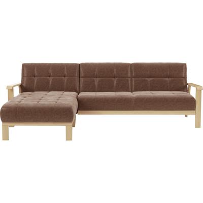 Ecksofa SIT & MORE "Billund L-Form", braun (nougat), B:264cm H:88cm T:183cm, 100% Polyester, Sofas, Armlehnen aus Buchenholz in natur, verschiedene Bezüge und Farben Image