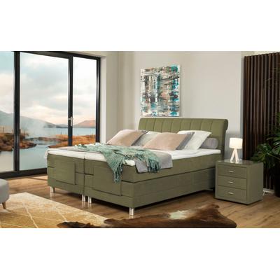 Boxspringbett ALINA "Elsa mit Motor", grün (dunkelgrün gcp 333), B:161cm L:220cm, Chenille GCP (100% Polyester), Komplettbetten, Boxspringbett, inklusive Matratze und Topper, in verschiedenen Größen und Härtegraden Image