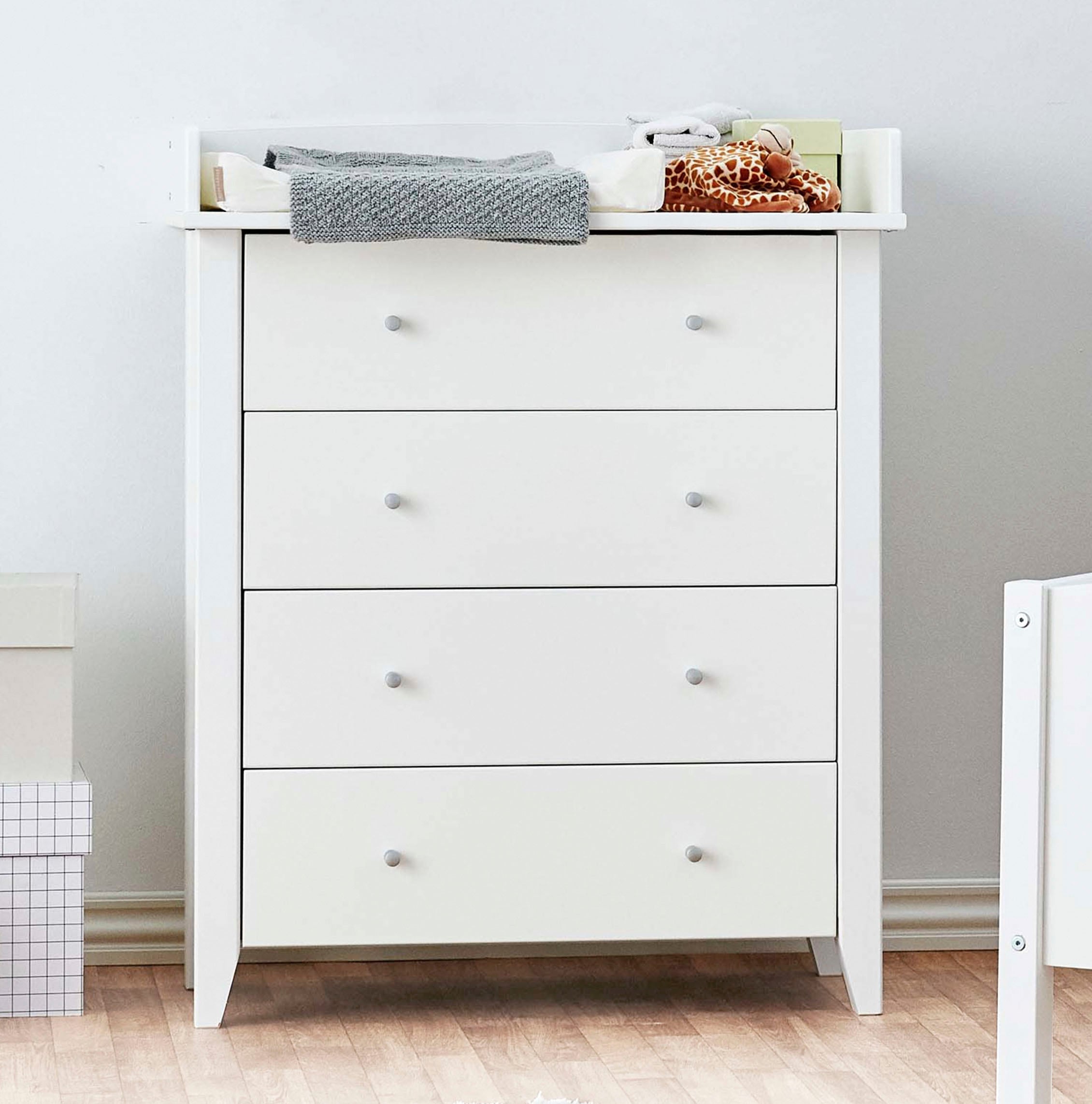 Wickelkommode HOPPEKIDS "CHRISTIAN", weiß, B:84cm H:106cm T:66cm, Holz teilmassiv, Wickelkommoden, Wickelkommode, Wickelaufsatz abnehmbar