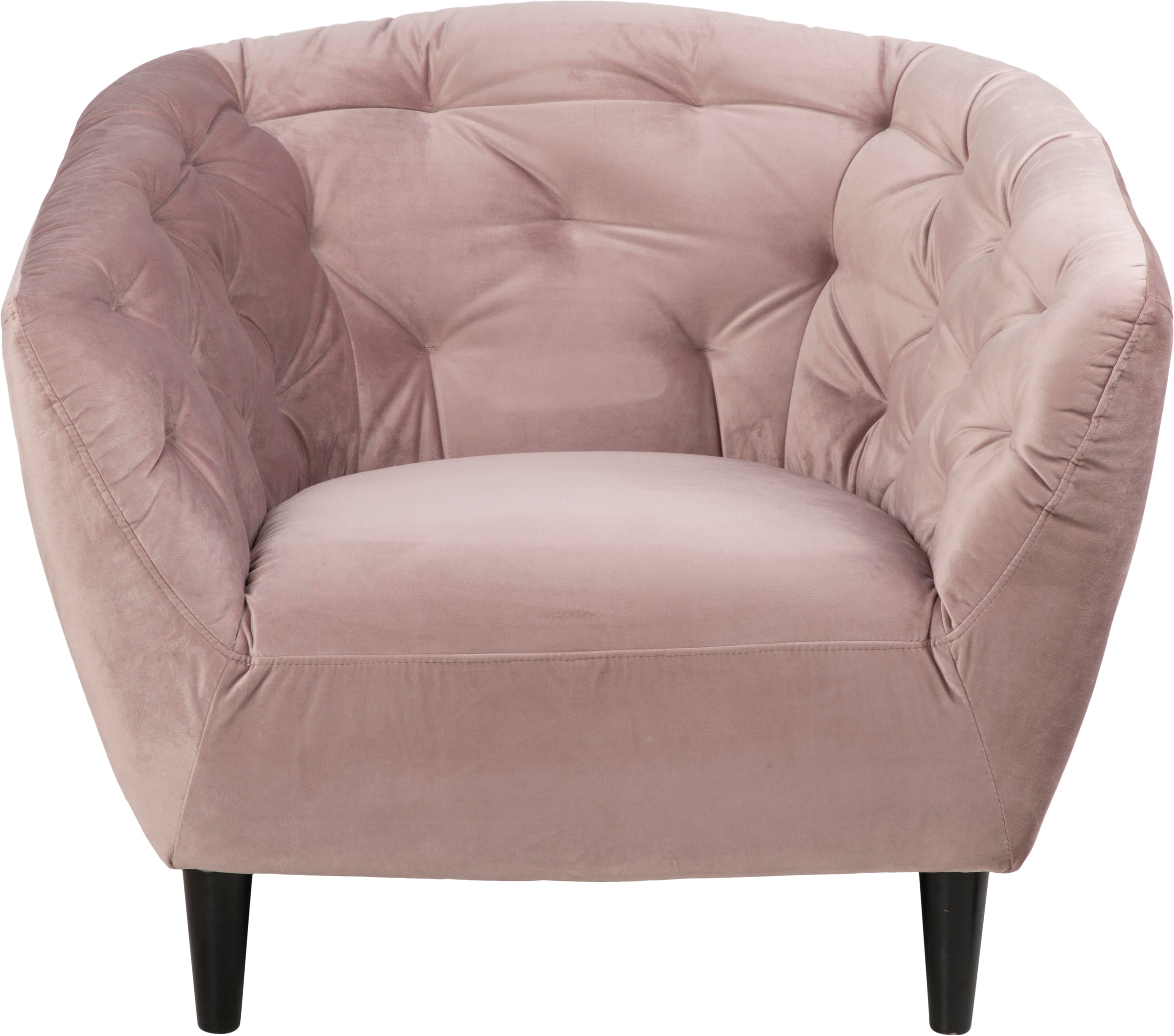 Loungesessel ACTONA GROUP "Ria Armlehnstuhl, Polstersessel, Einzelsofa, Relaxsessel", rosa, B:97cm H:78cm T:84cm, 100% Polyester, Sessel, 1-Sitzer, Samtstoff, Massivholz-Beine, Taschenfederkern, Tufting