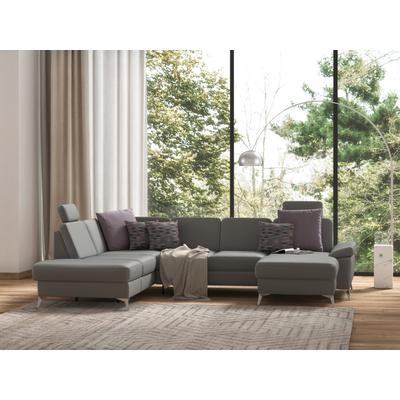 Wohnlandschaft SIT & MORE "Padua U-Form", grau, B:340cm H:89cm T:228cm, Sofas, inklusive Sitztiefenverstellung, Armteilfunktion und Federkern Image