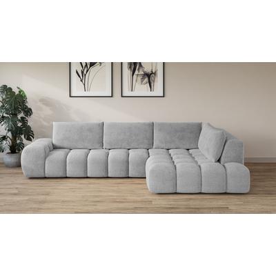 Ecksofa INOSIGN "AZITA Designsofa, elegant und bequem L-Form, Bubble-Optik", grau (hellgrau), B:352cm H:72cm T:210cm, 100% Polyester, Sofas, lose Rückenkissen, traumhafte Steppung, Maße B/T/H: 352/210/72 cm Image