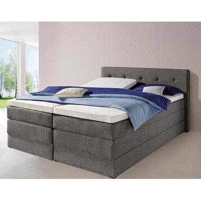Boxspringbett HAPO, grau (anthrazit), Liegefläche B/L: 160cm x 200cm, kein Härtegrad, Bonnell-Federkernmatratze, Kopfteil, seitliche Unterbox und Obermatratze sind mit pflegeleichtem Feinstrukturstoff in Leinenoptik (100% Polyester) bezogen, Die... Image