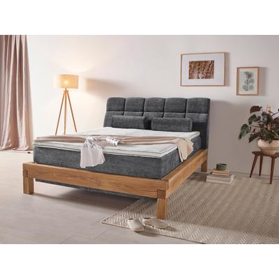 Boxspringbett HOME AFFAIRE "Villads", grau (ferro), B:179cm L:231cm, Komplettbetten, Boxspringbett, Liegefläche: 160/200 cm aus Balkeneiche, Inside-Boxspring-Unterbau Image