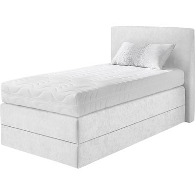 Boxspringbett, weiß, B:115cm L:205cm, Microvelours (100% Polyester), WESTFALIA SCHLAFKOMFORT, Komplettbetten, Boxspringbett, wahlweise mit Kaltschaum-Topper Image