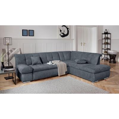 Ecksofa DOMO COLLECTION "Mona L-Form", grau, B:271cm H:80cm T:213cm, Struktur fein 100% Polyester, Chenilleoptik 100% Polyester, Sofas, wahlweise mit Bett- und Armlehnfunktion Image