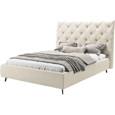 Polsterbett LEONIQUE "Maxime, in 4 Breiten bis 200cm, auch in Leder", beige (sand), B:196cm H:105cm L:254cm, 96% Polyester, 4% Polyacryl, Betten, Kopfteilhöhe 143 cm, belastbar bis 280 kg, auch in Überlänge 220cm Image