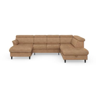 Wohnlandschaft SIT & MORE "Marano U-Form", braun (macciato), B:304cm T:216cm, 100% Polyester, Sofas, inklusive Kopfteilverstellung, wahlweise mit Bettfunktion, Bettkasten Image