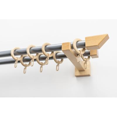 Gardinenstange GARESA "CUBUS", beige (natur, chromfarben), L:440cm Ø:20mm, Metall, Holzwerkstoff, Gardinenstangen, Vorhanggarnitur, verlängerbar, Endknopf abgeschrägt, mit Ringe Image