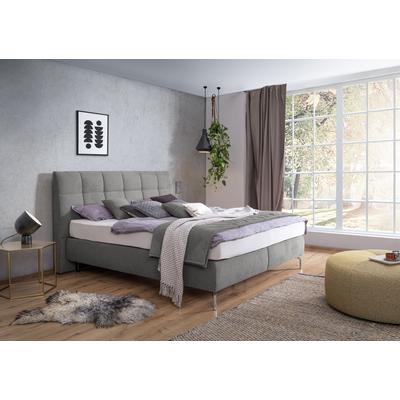 Boxspringbett ALINA "Arano", grau (hellgrau gcp 49), B:178cm L:216cm, Chenille GCP (100% Polyester), Komplettbetten, Boxspringbett, inklusive Matratze, in verschiedenen Größen und Härtegraden Image