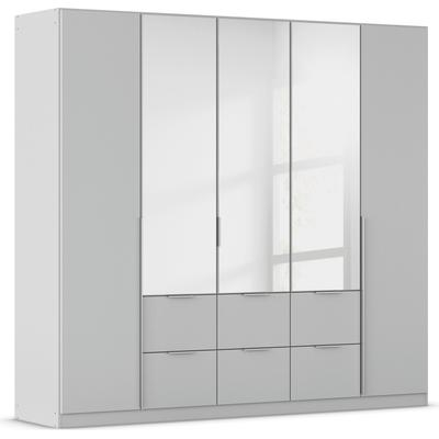 Drehtürenschrank RAUCH "Kleiderschrank Schrank Garderobe AGORDO mit Dekor- oder Hochglanzfront", grau (seidengrau), B:226cm H:210cm T:54cm, Holzwerkstoff, Schränke, mit Außenschubkästen, in 7 Breiten und 2 Höhen MADE IN GERMANY Image