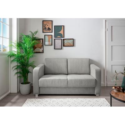 Schlafsofa INOSIGN "Mia Problemlöser Sofa, Einzelauszug, Bettsofa, zeitlos und bequem", silber, B:159cm H:88cm T:87cm, 100% Polyester, Sofas, mit 2 Einzelauszügen als Längsschläfer Image