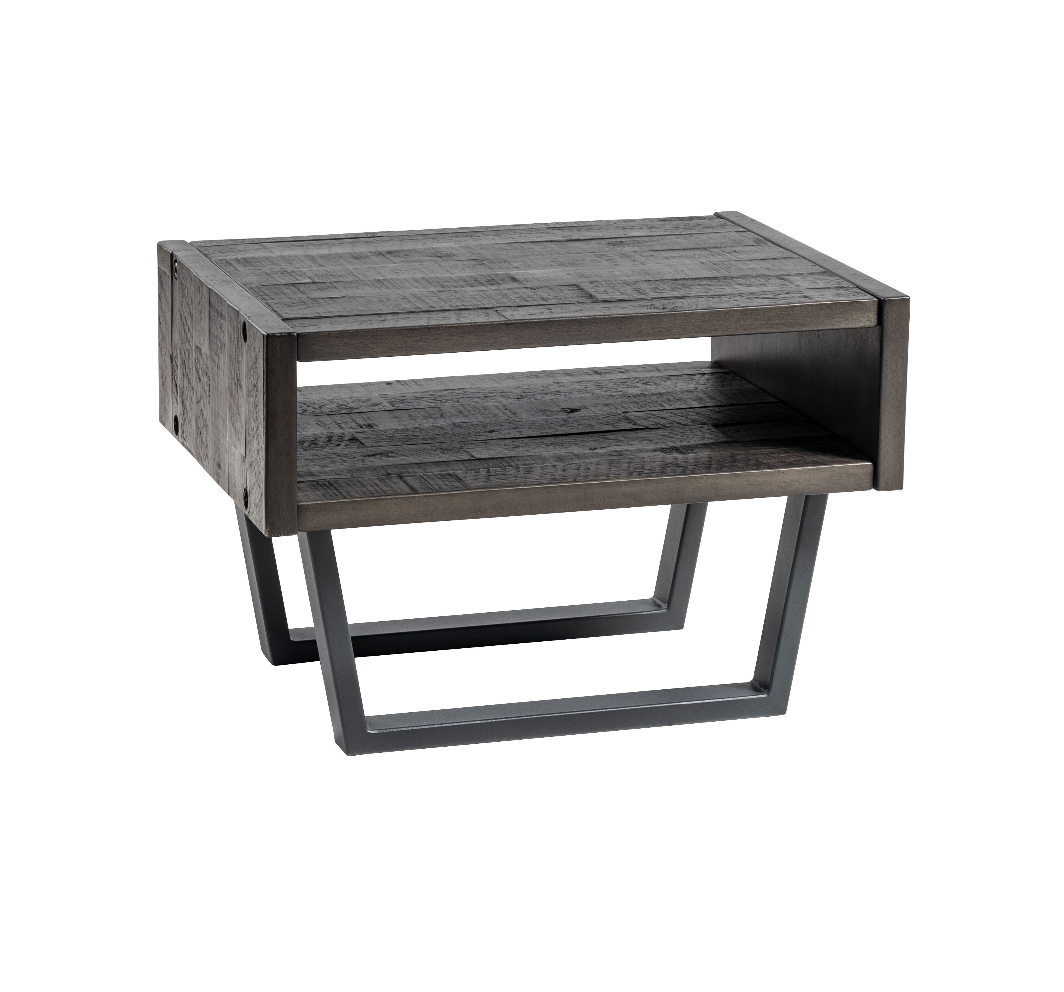 Nachttisch HASENA "Jesa", grau (grau, anthracit), B:50cm H:36cm T:41cm, Akazie massiv, Tische, Nachttisch